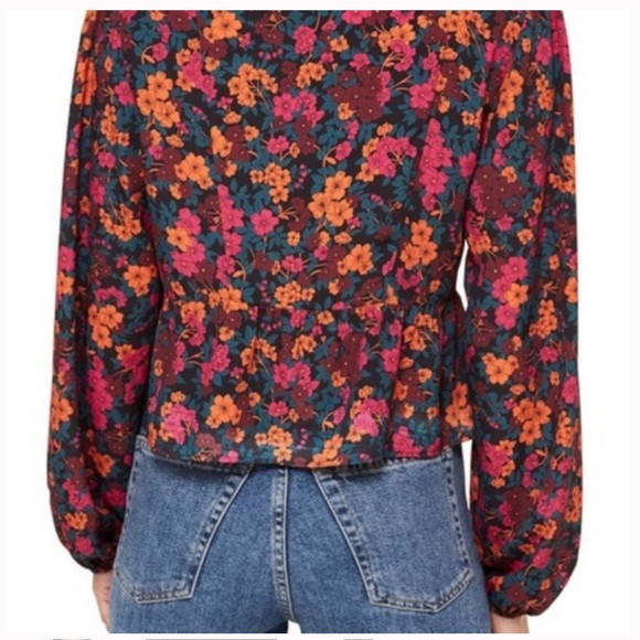 Topshop Floral Print Wrap Top - Picture 2 of 7